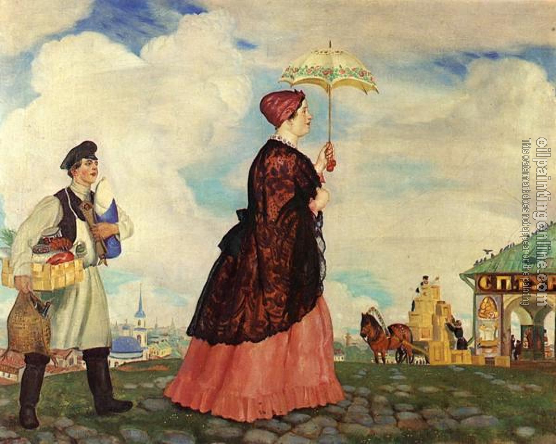 Kustodiev, Boris - Mercahnt Wife with Purchases